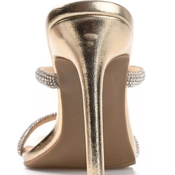 JOURNEE COLLECTION Women's shoes Reena Slide Dress Sandals, heels size 8.5 gold - Picture 3 of 9